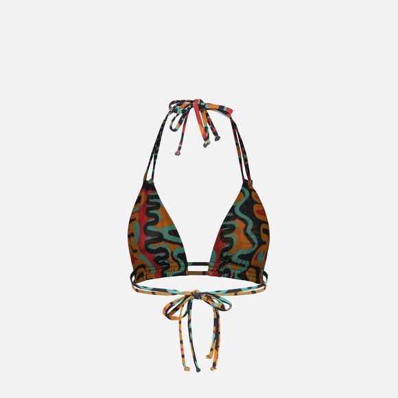 Gonza Orange/Teal 70s Double Strap Mesh Triangle Top size Small EUC - Picture 2 of 8